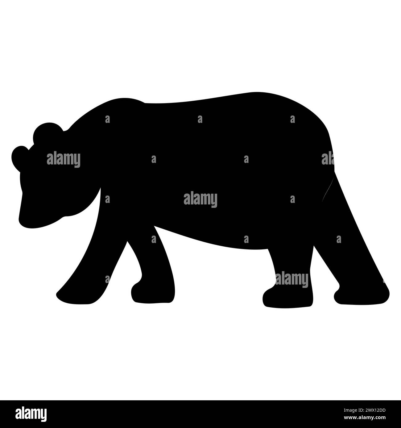 Panda Chinese animal icon black silhouette. Asian bear. Cute symbol. Hand drawn vector illustration. Mammal. Element. Stock Vector