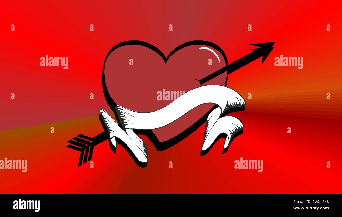 red heart valentine day postal card background in vector format Stock Vector
