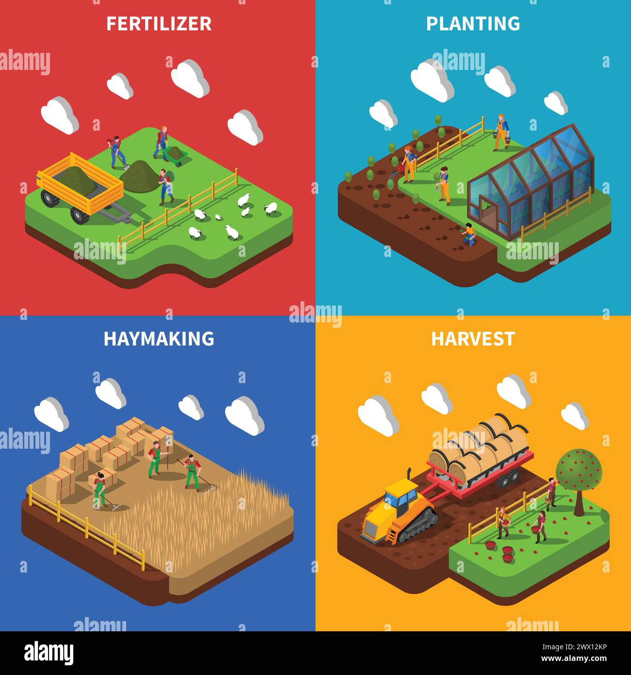 Farmer Isometric Concept.Farmer Icons Set. Farmer Vector Illustration ...