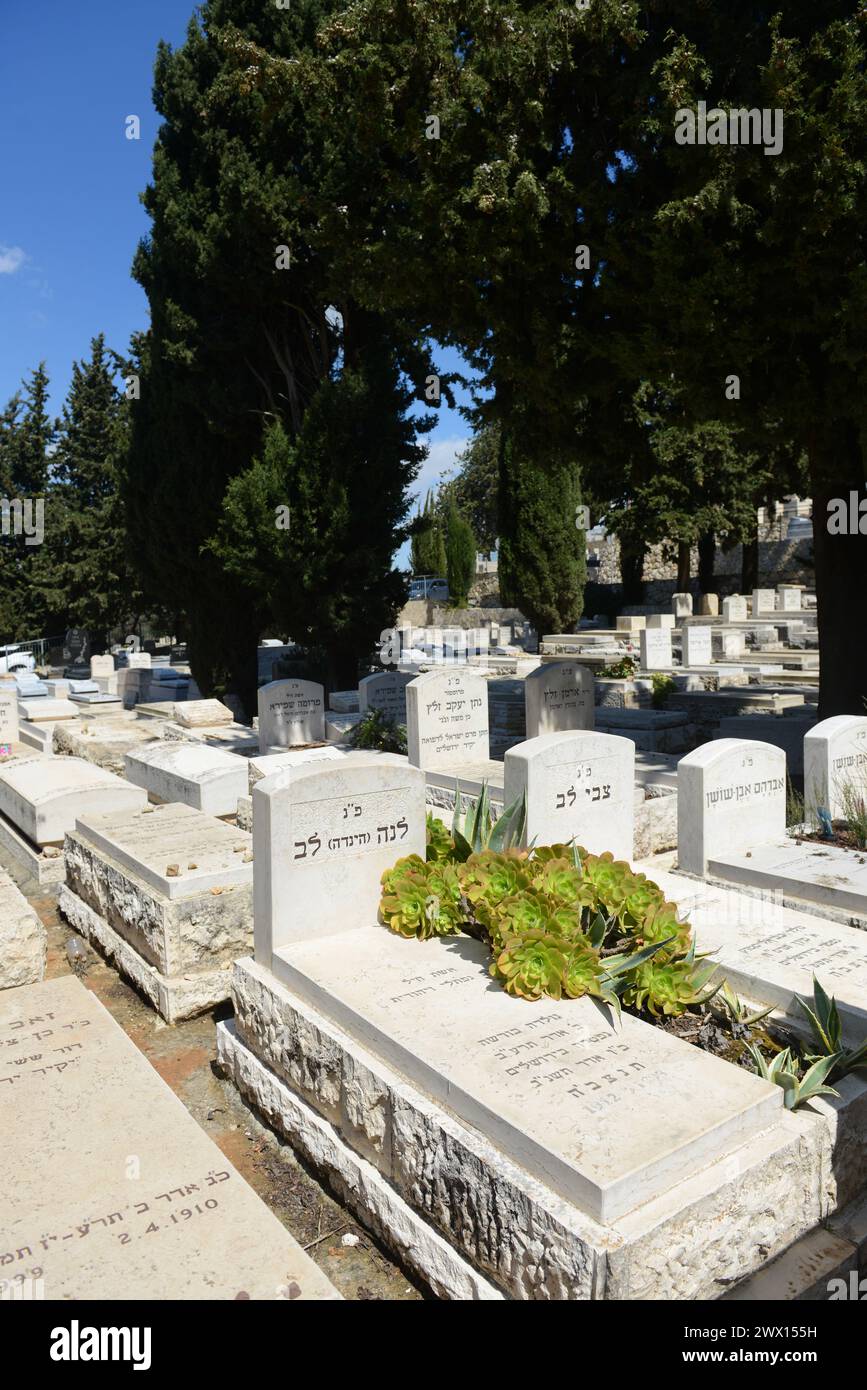 Har HaMenuchot Cemetery in Jerusalem, Israel. Stock Photo