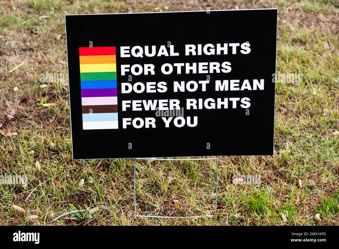 'Equal Rights for others does not mean fewer rights for you' Lawn sign in Portland, Oregon, USA. Stock Photo