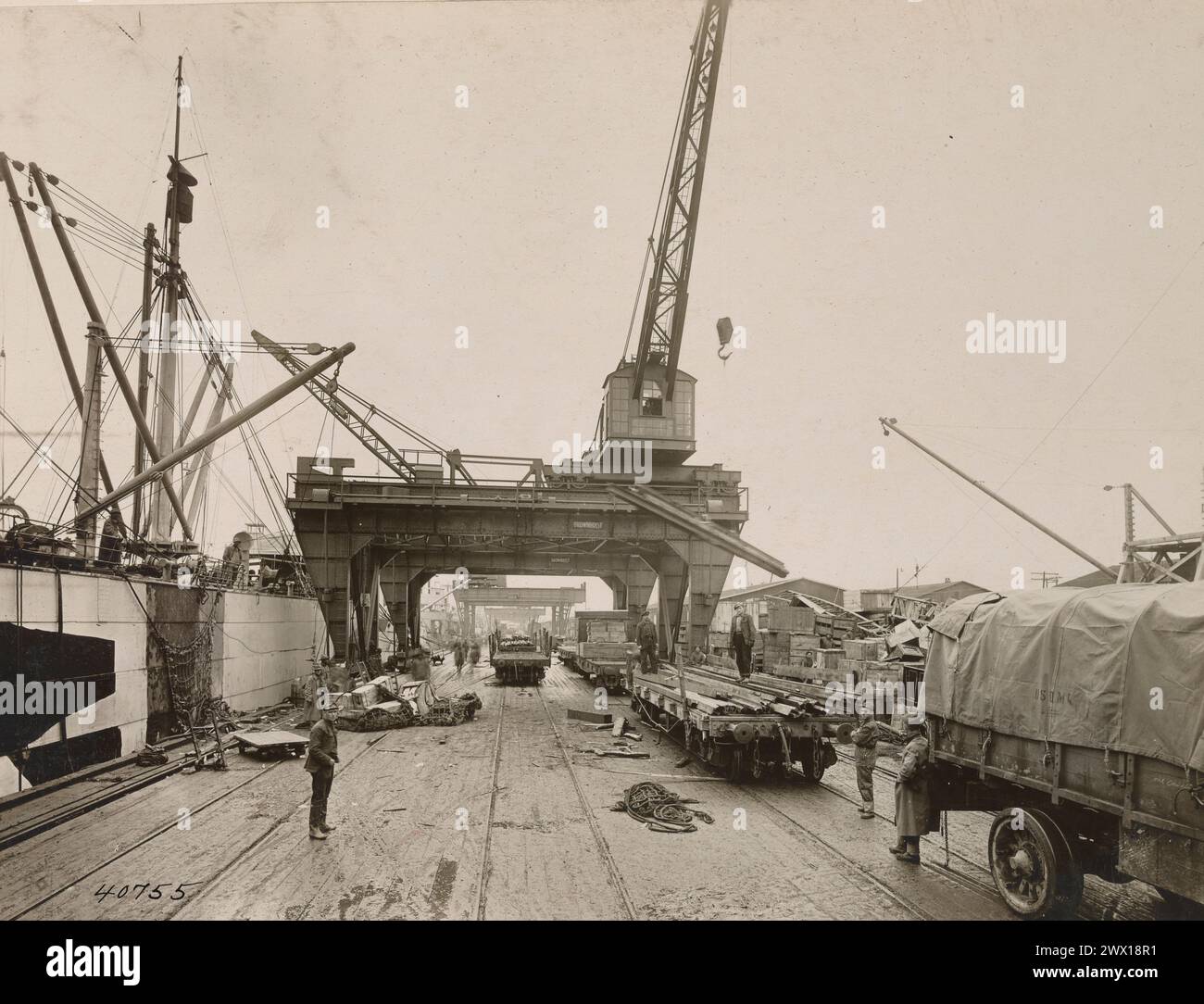 Gantry Crane Type #2 at Bassens Docks at Gironde France ca. 1918 Stock ...