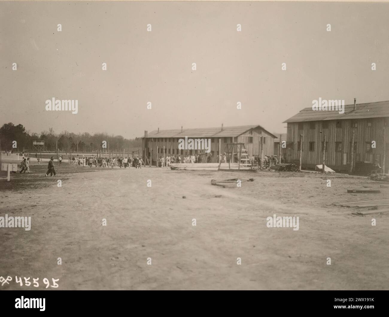 War prison barracks at Fort Oglethorpe, Ga. Prisoners returning from Athletic field ca. 1919 Stock Photo