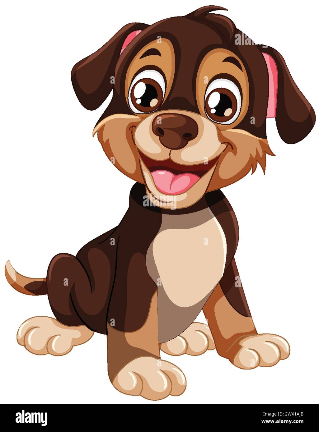 Vector graphic of a cheerful, brown puppy sitting Stock Vector Image ...