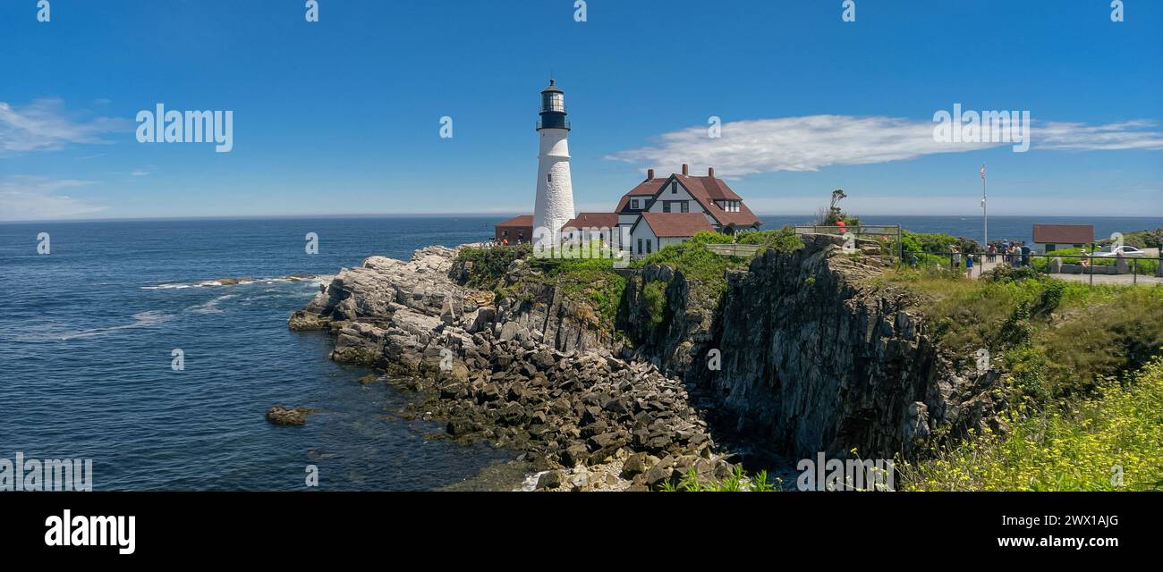 Portland Head Light, which is the oldest lighthouse in Maine, in Fort Williams Park, Cape Elizabeth Stock Photo