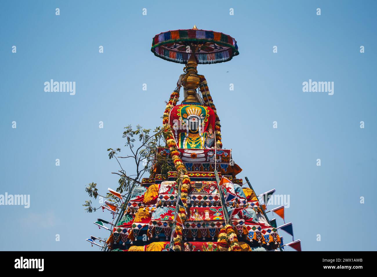 Decorated top of the car during procession around the Kapaleeshwarar