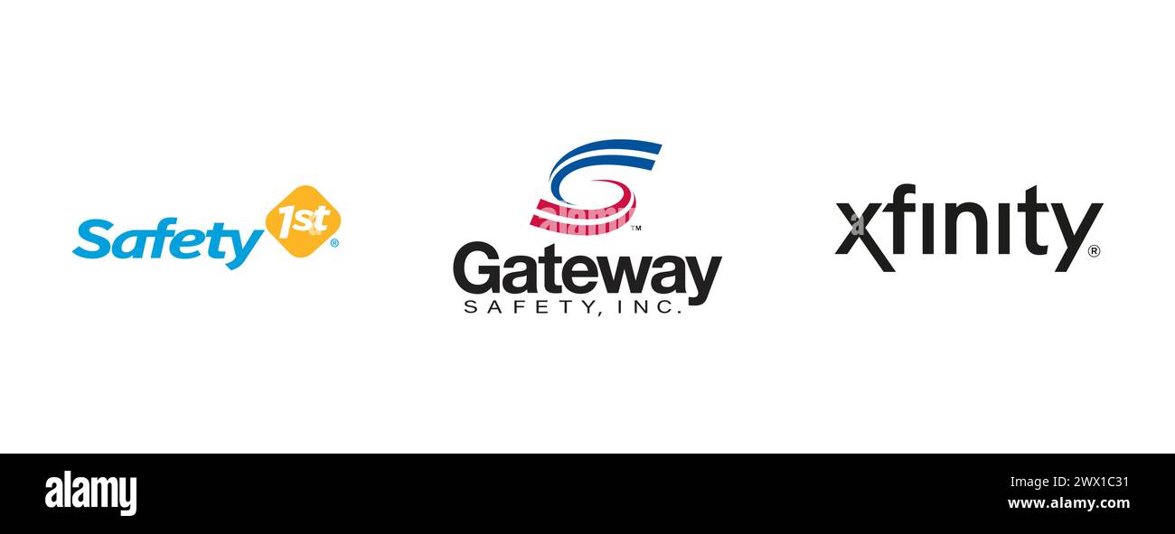 Gateway Safety, Safety 1st Baby Relax, Xfinity. vector illustration