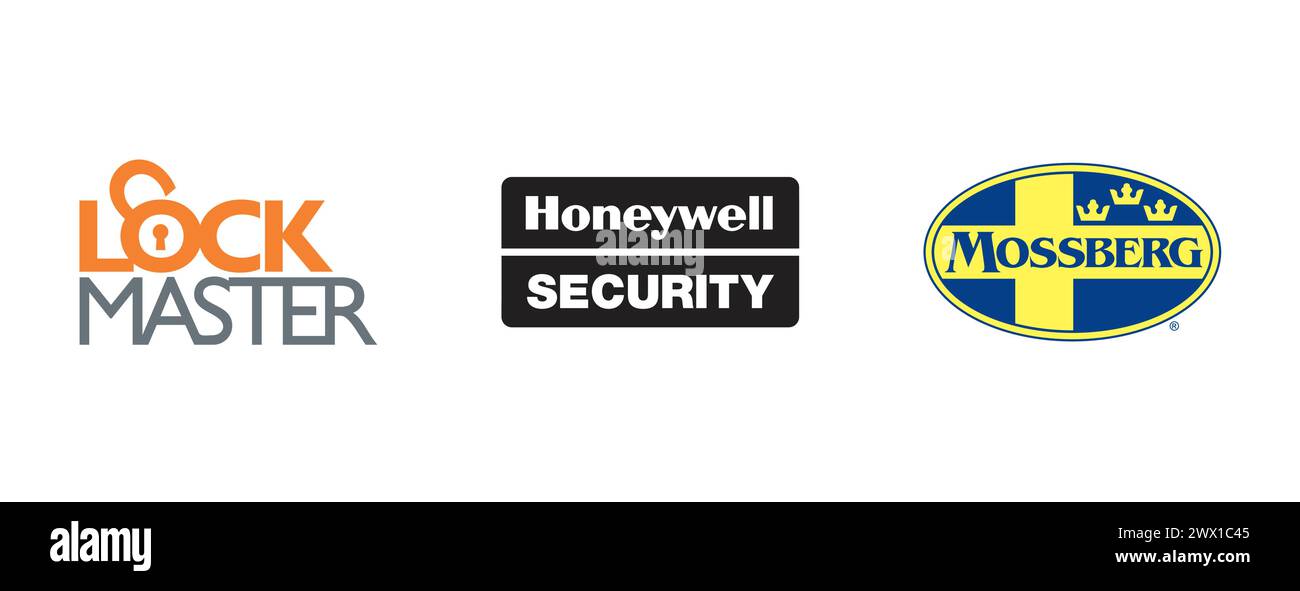 Lockmaster, Mossberg, Honeywell Security. vector illustration isolated