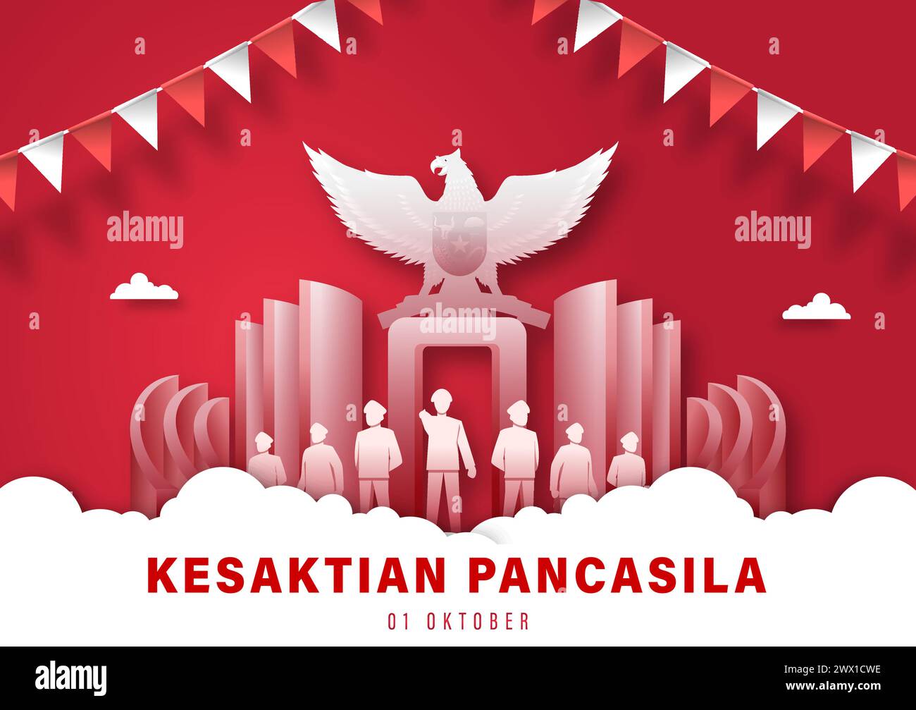 Translation : Happy Pancasila Day. Vector Illustration of Pancasila Celebration in Indonesia. Suitable for Poster Template Banner. The Symbol of the R Stock Vector