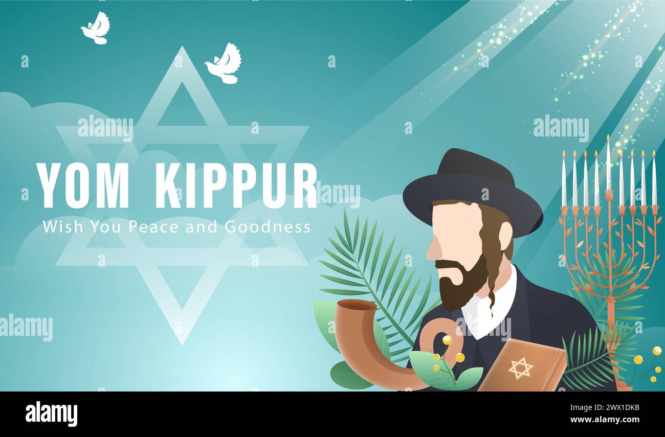 Yom Kippur Template Vector Illustration. Jewish Holiday Decorative Design Suitable for Greeting