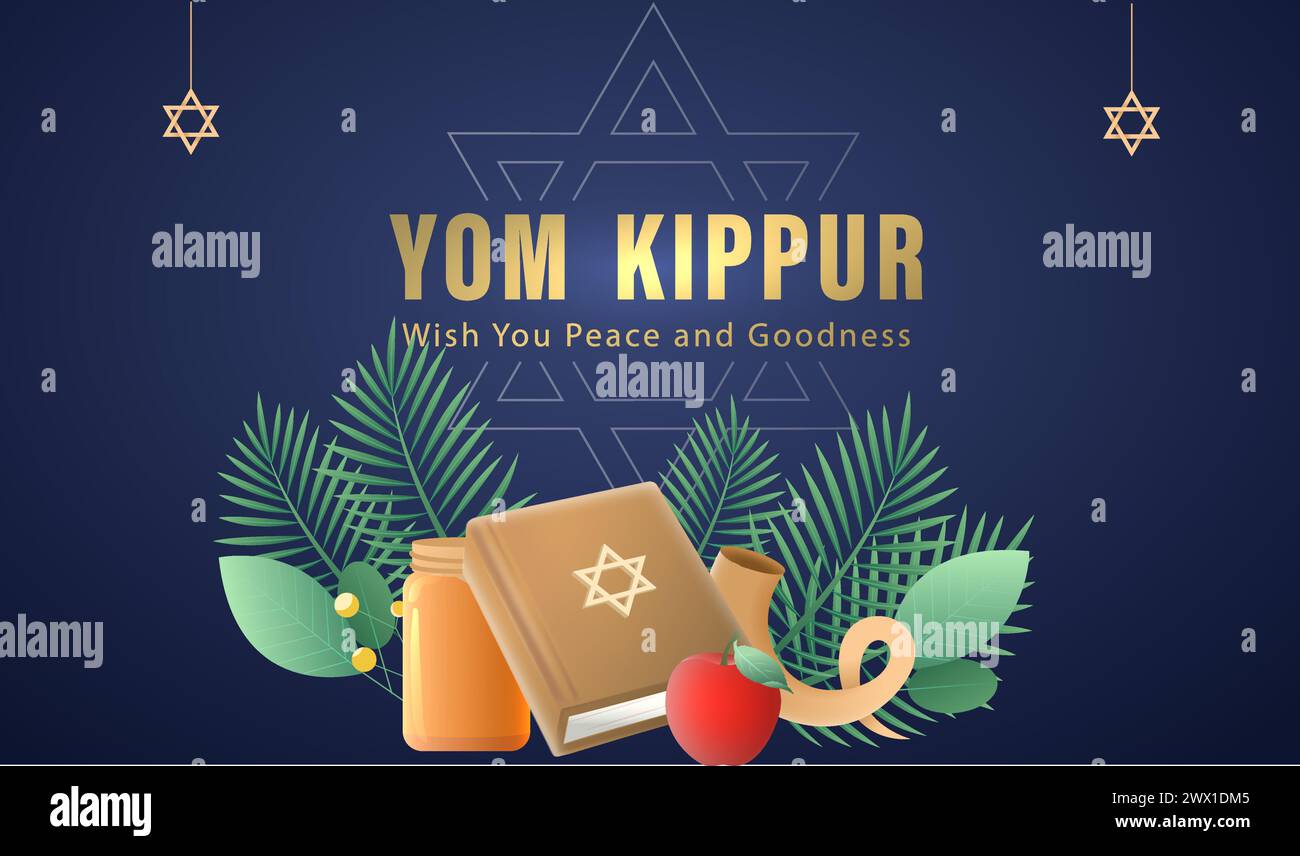 Yom Kippur Template Vector Illustration. Jewish Holiday Decorative Design Suitable for Greeting