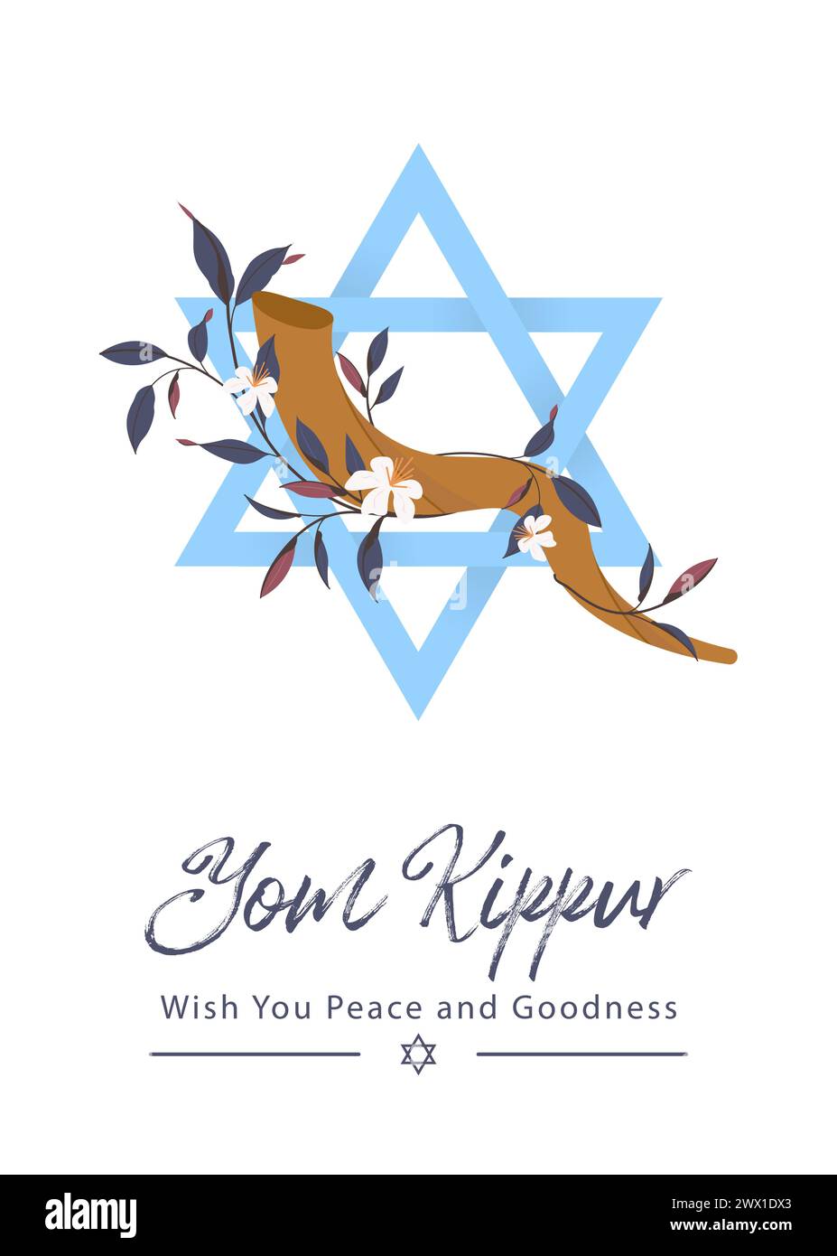 Yom Kippur Template Vector Illustration. Jewish Holiday Decorative Design Suitable for Greeting Card, Poster, Banner, Flyer. Israel Holiday for Judais Stock Vector