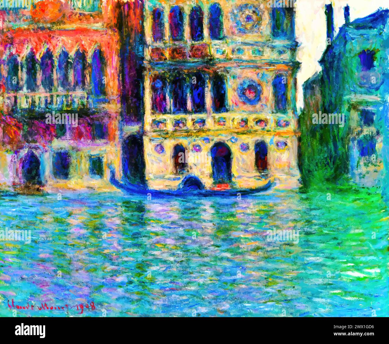 Venice, Palazzo Dario 1908 (Painting) by Artist Monet, Claude (1840-1926) French. Stock Vector