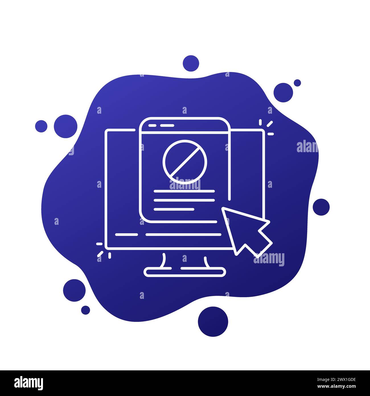 blocked web page line icon for web Stock Vector