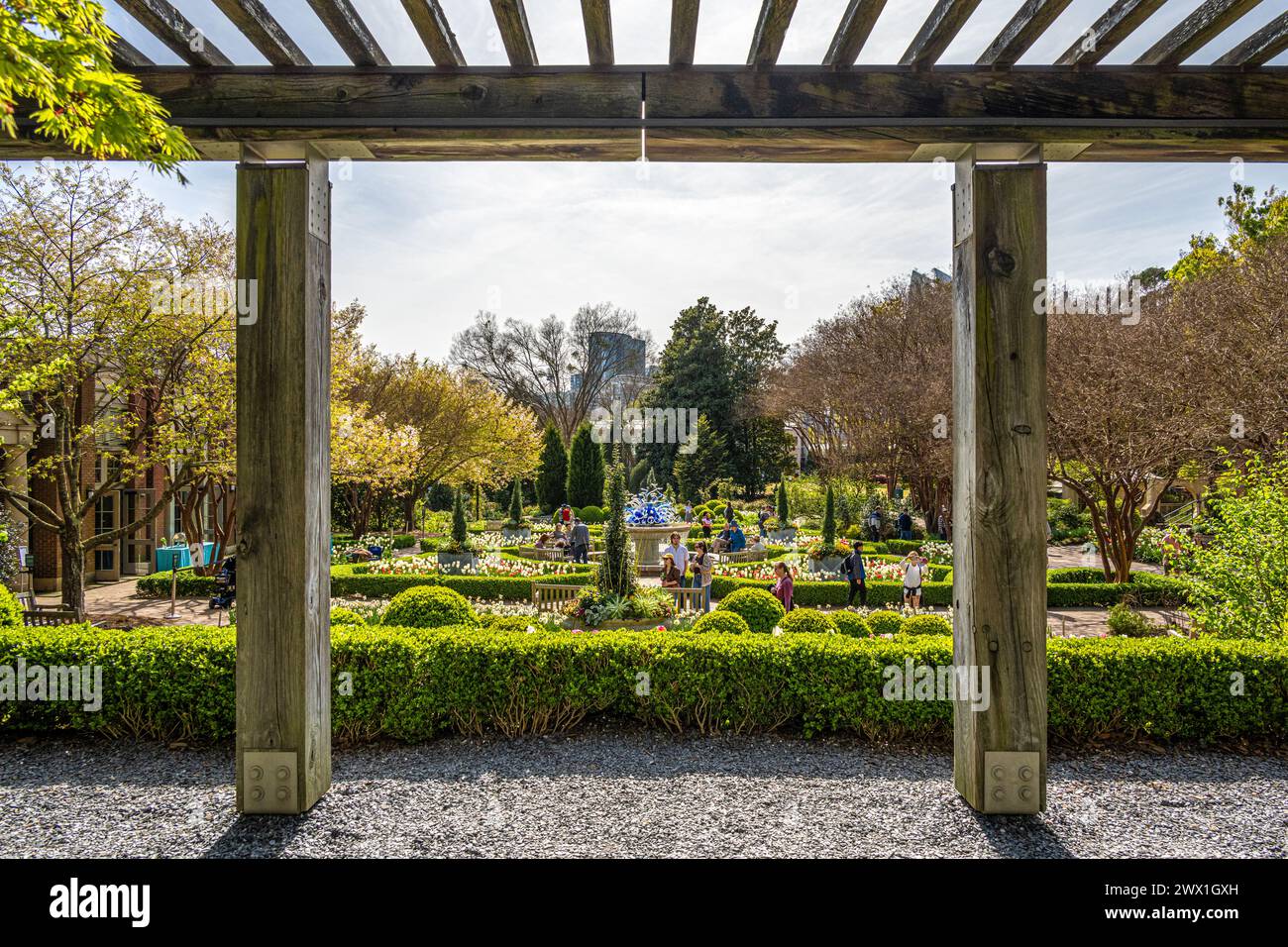 Overlooking Levy Parterre formal garden at the Atlanta Botanical Garden in Midtown Atlanta, Georgia. (USA) Stock Photo