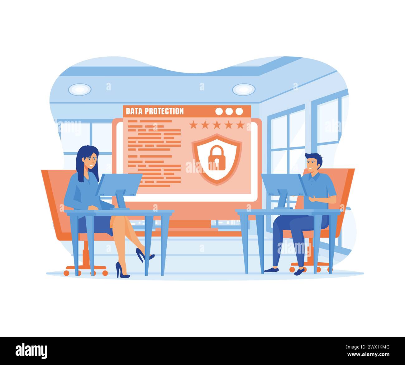 Data Protection for website and mobile app development. flat vector modern illustration Stock Vector