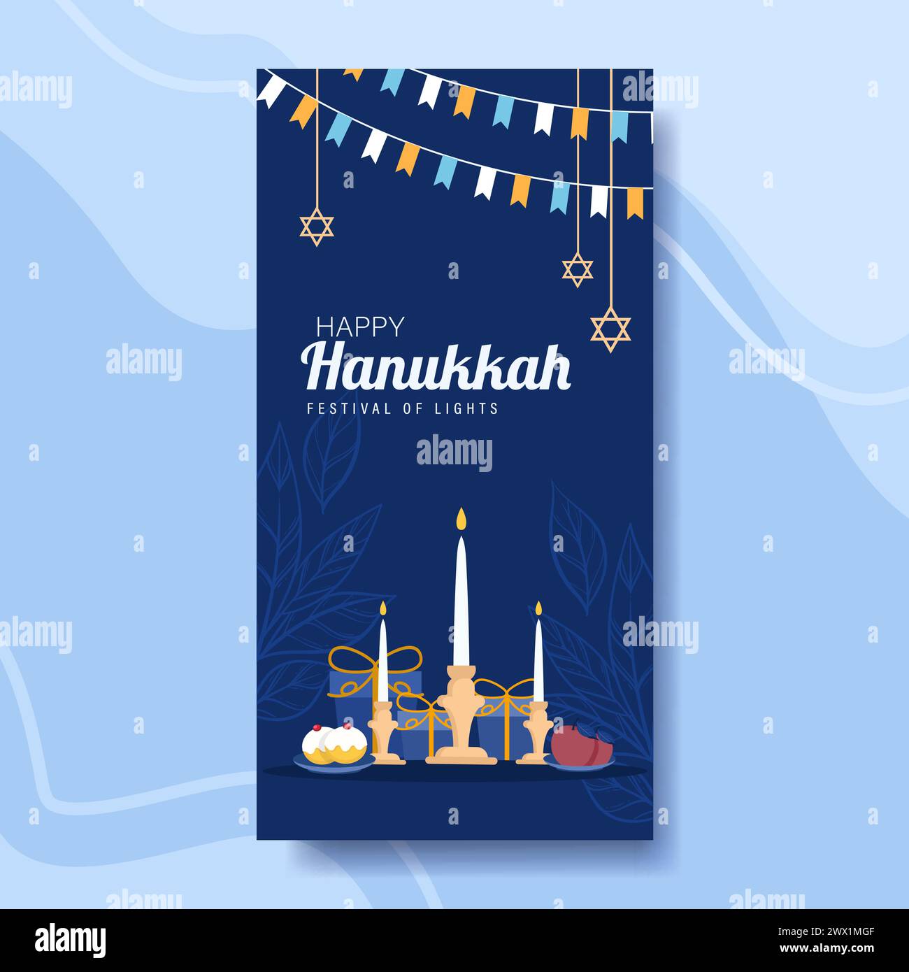 Happy Hanukkah, Jewish Festival of Lights Background. Religious Festive