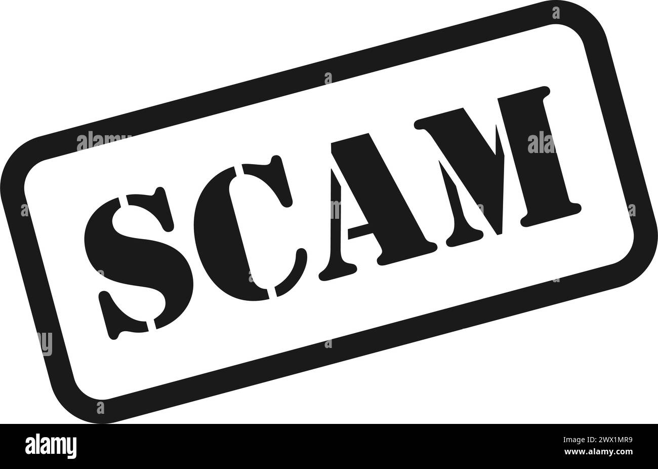 Scam stencil lettering stamp as an isolated vector Stock Vector Image