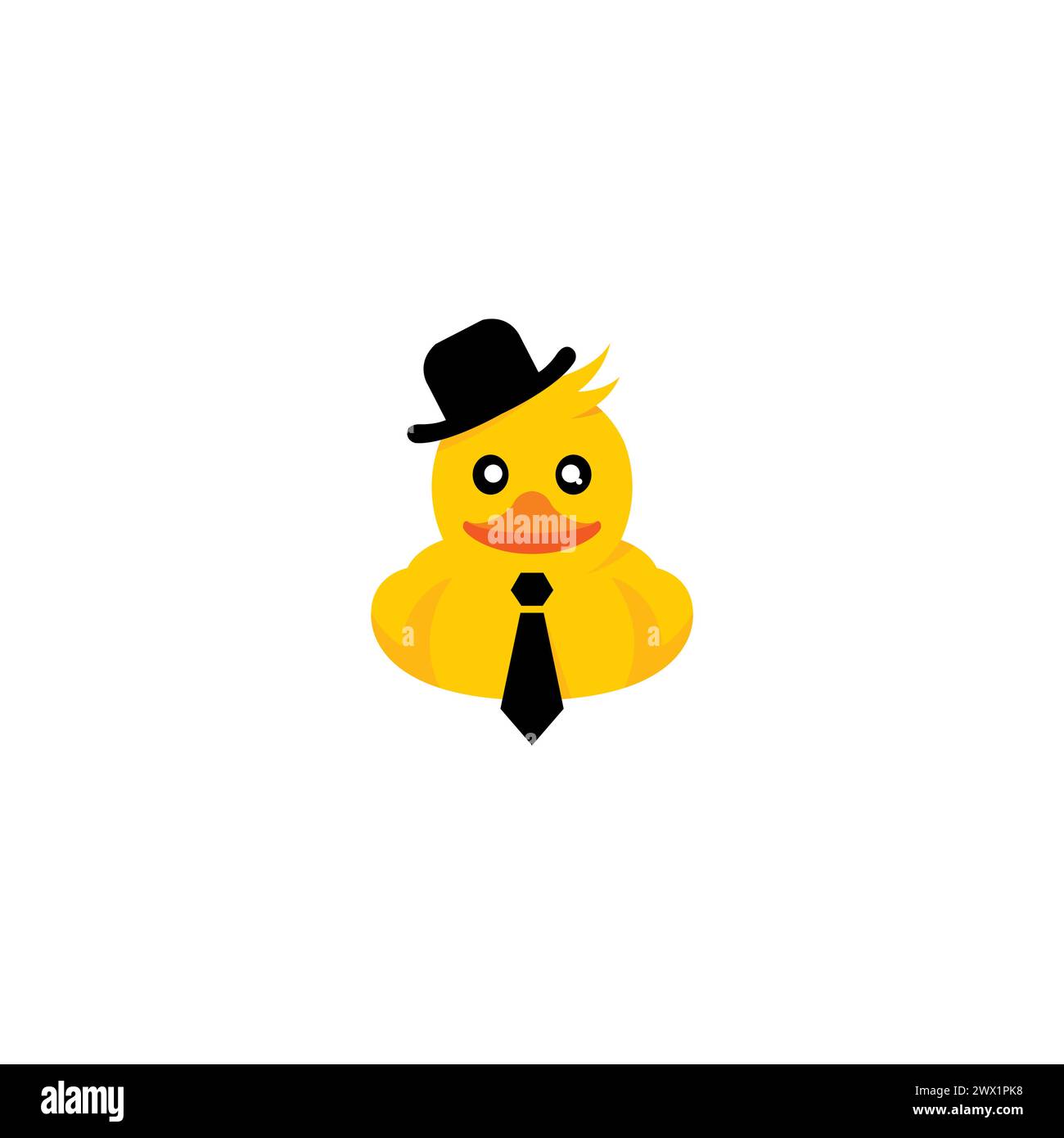 Duck Character With Hat and Tie Stock Vector