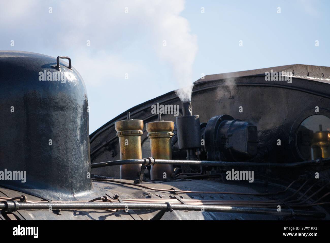 Steam coming from train whistle Stock Photo