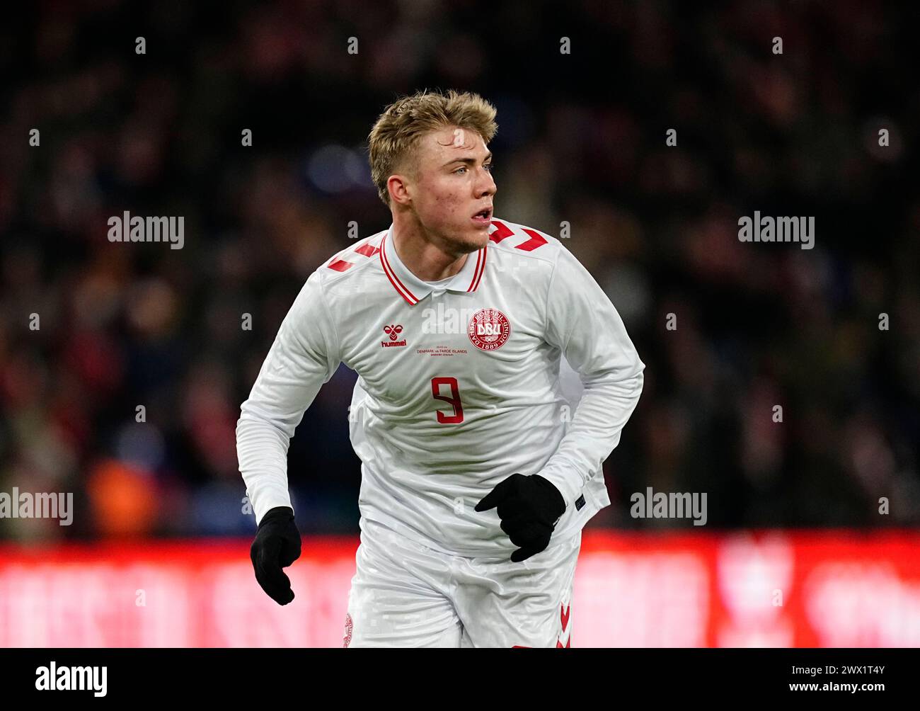 Broendby Stadium, Copenhagen, Denmark. 26th Mar, 2024. Rasmus Hoejlund ...