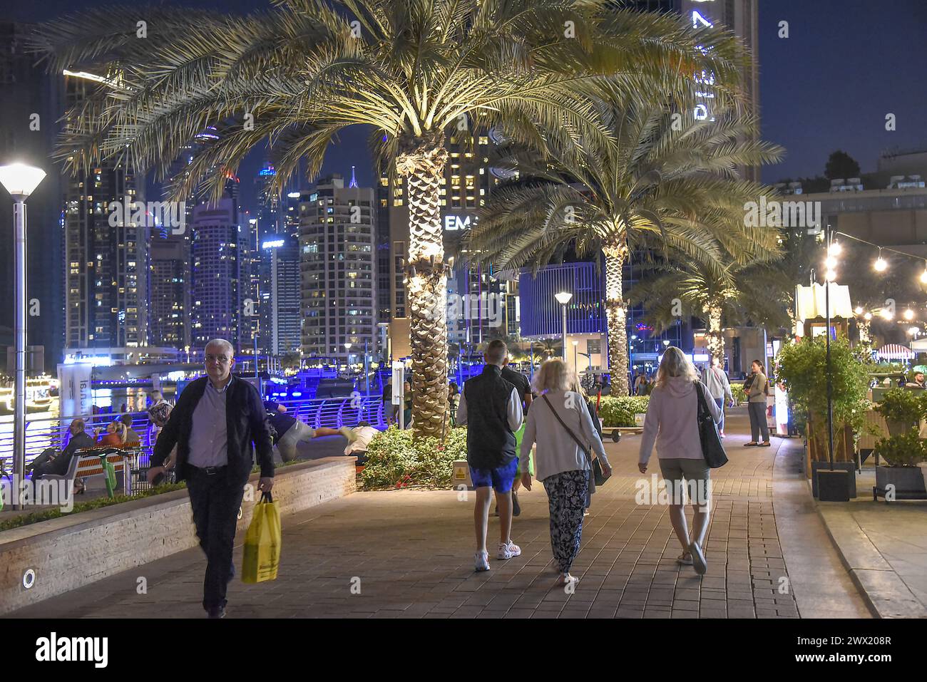 Dubai Marina Towers (Marsa Dubai) near artificial canal city built ...