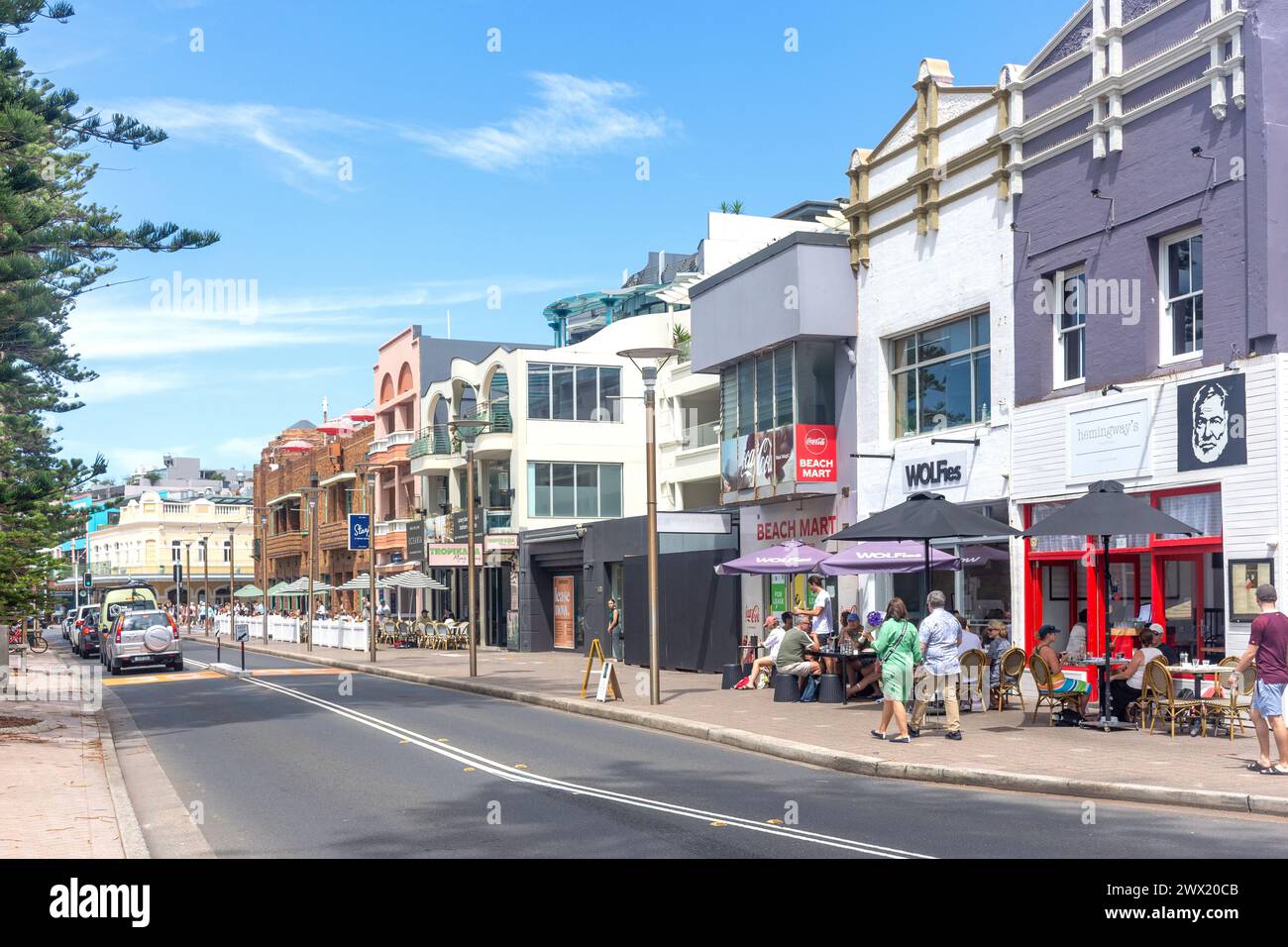 Seafront cafes on North Steyne, Manly, North Sydney, Sydney, New South Wales, Australia Stock Photo