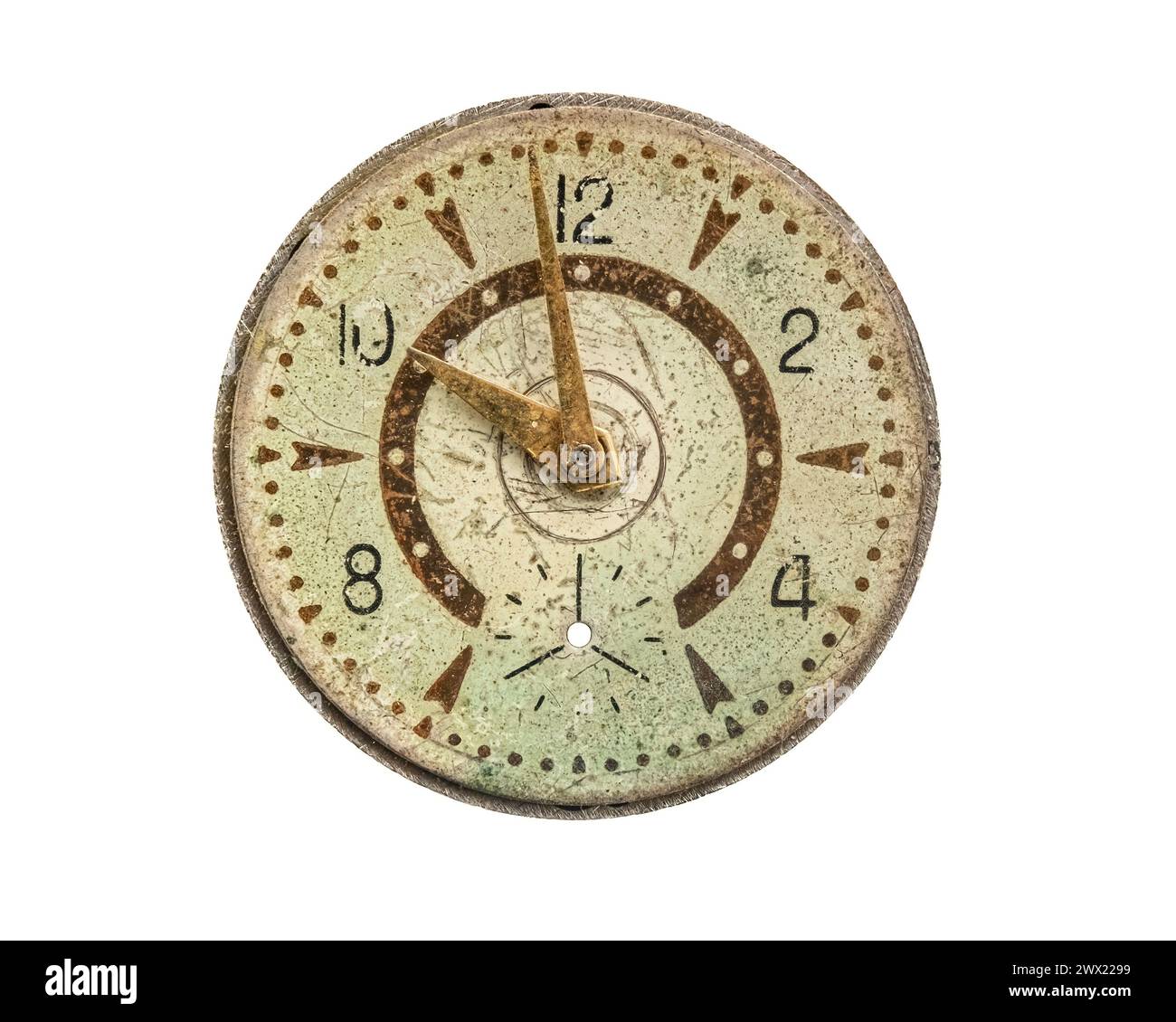 Old vintage clock face isolated on white background Stock Photo - Alamy