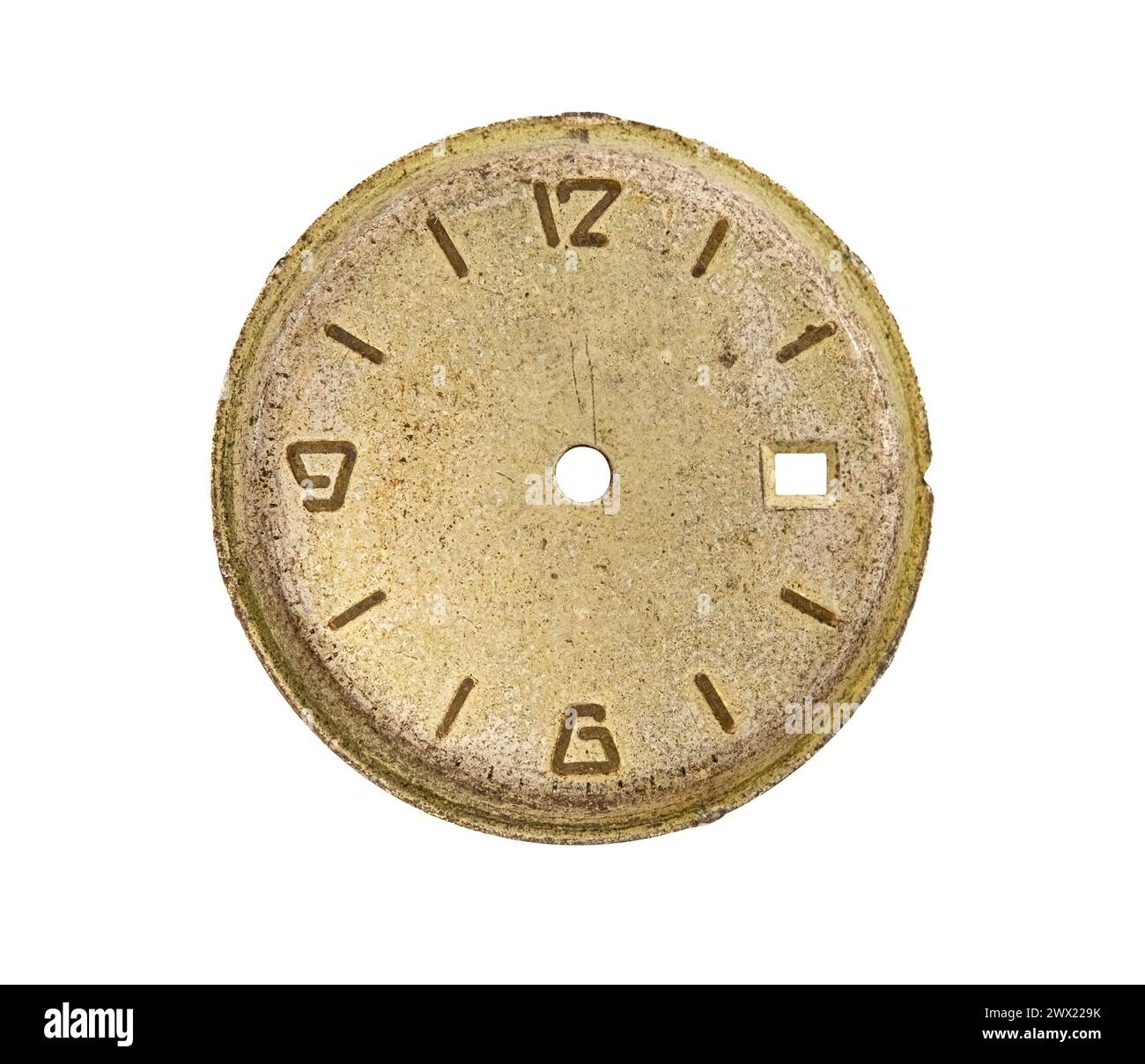 Old vintage clock face isolated on white background Stock Photo - Alamy