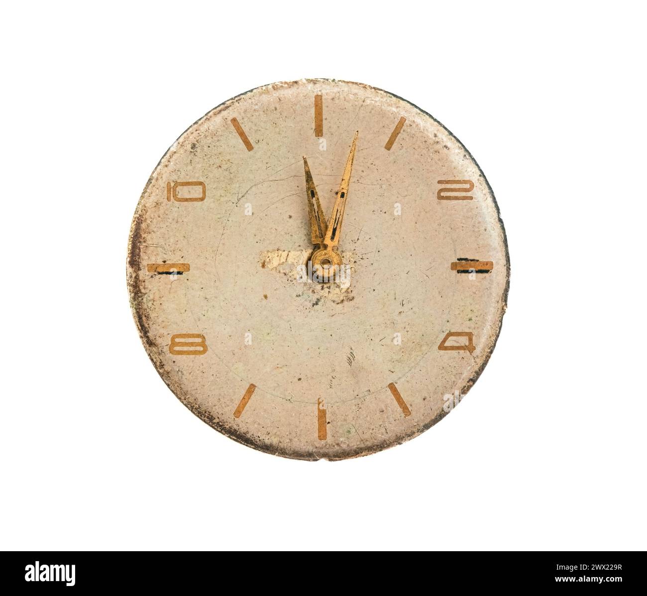 Old vintage clock face isolated on white background Stock Photo - Alamy
