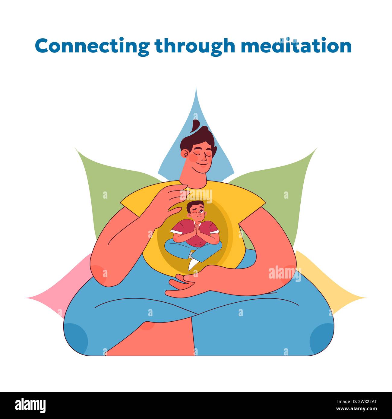 Meditation connection concept. Harmonizing adult self with inner child ...