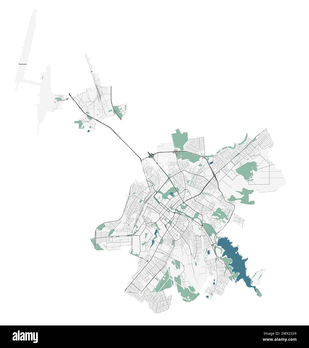 Simferopol vector map. Detailed map of Simferopol city administrative area. Cityscape panorama. Royalty free vector illustration. Outline map with bui Stock Vector