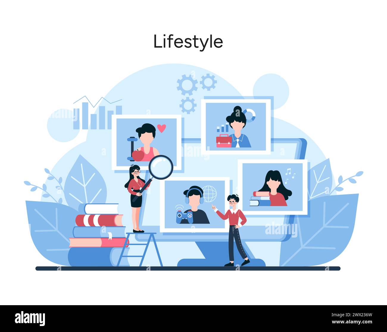 Lifestyle Segmentation analysis. Illustration captures tailored marketing through diverse personal interests and activities. Vector illustration Stock Vector