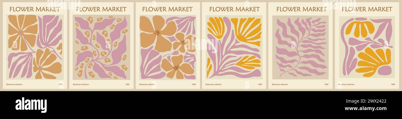 Set of abstract flower market vector art posters Stock Vector Image ...
