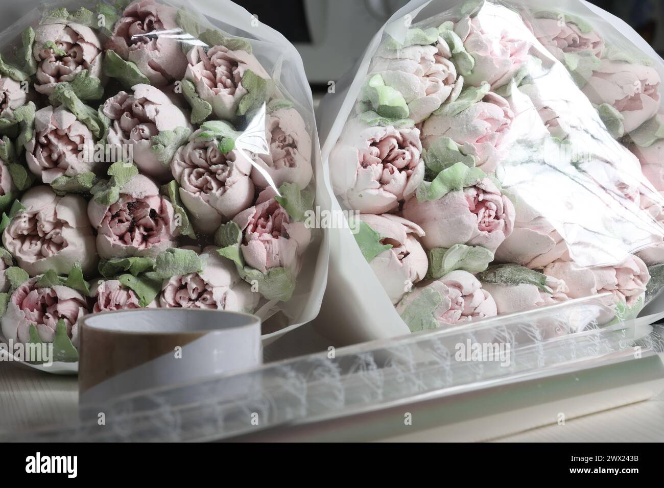 Two marshmallow bouquets. Marshmallow flowers. Marshmallow tulips ...