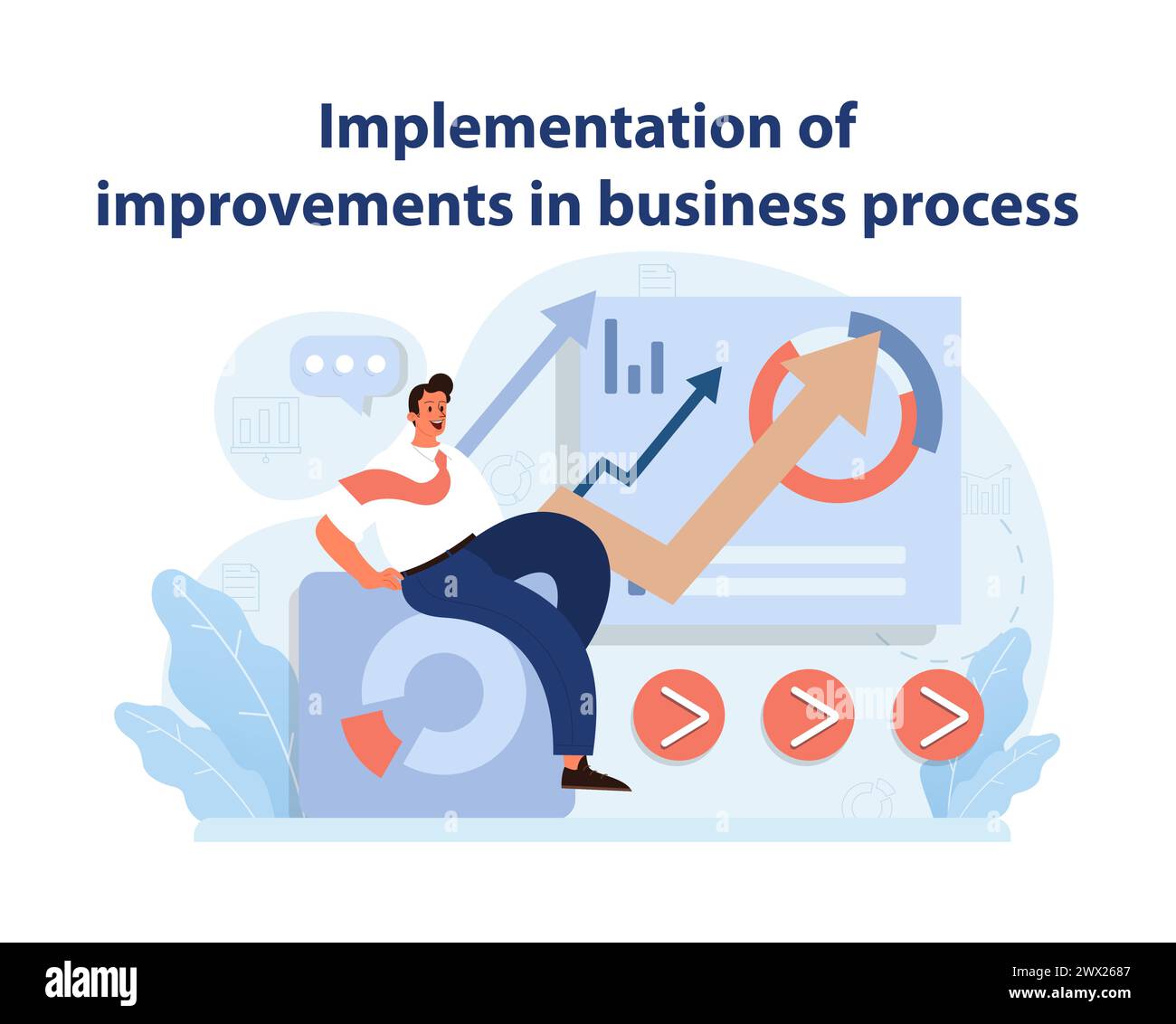 Business Process Enhancement Vector. A dynamic illustration of a ...