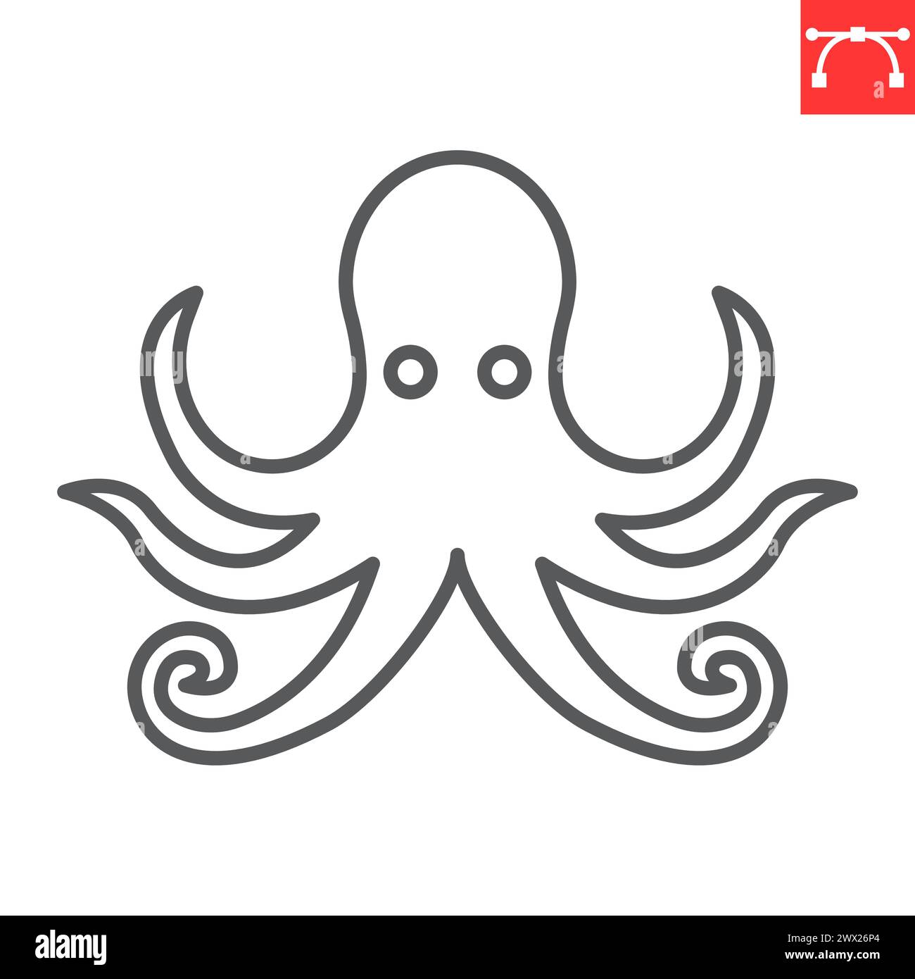 Octopus line icon, seafood and animal, octopus vector icon, vector ...