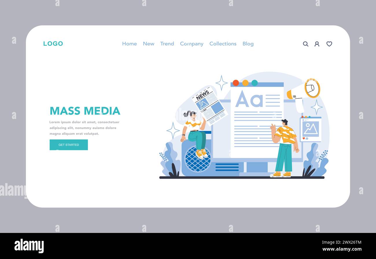 Mass Media web or landing page. The evolution of information ...