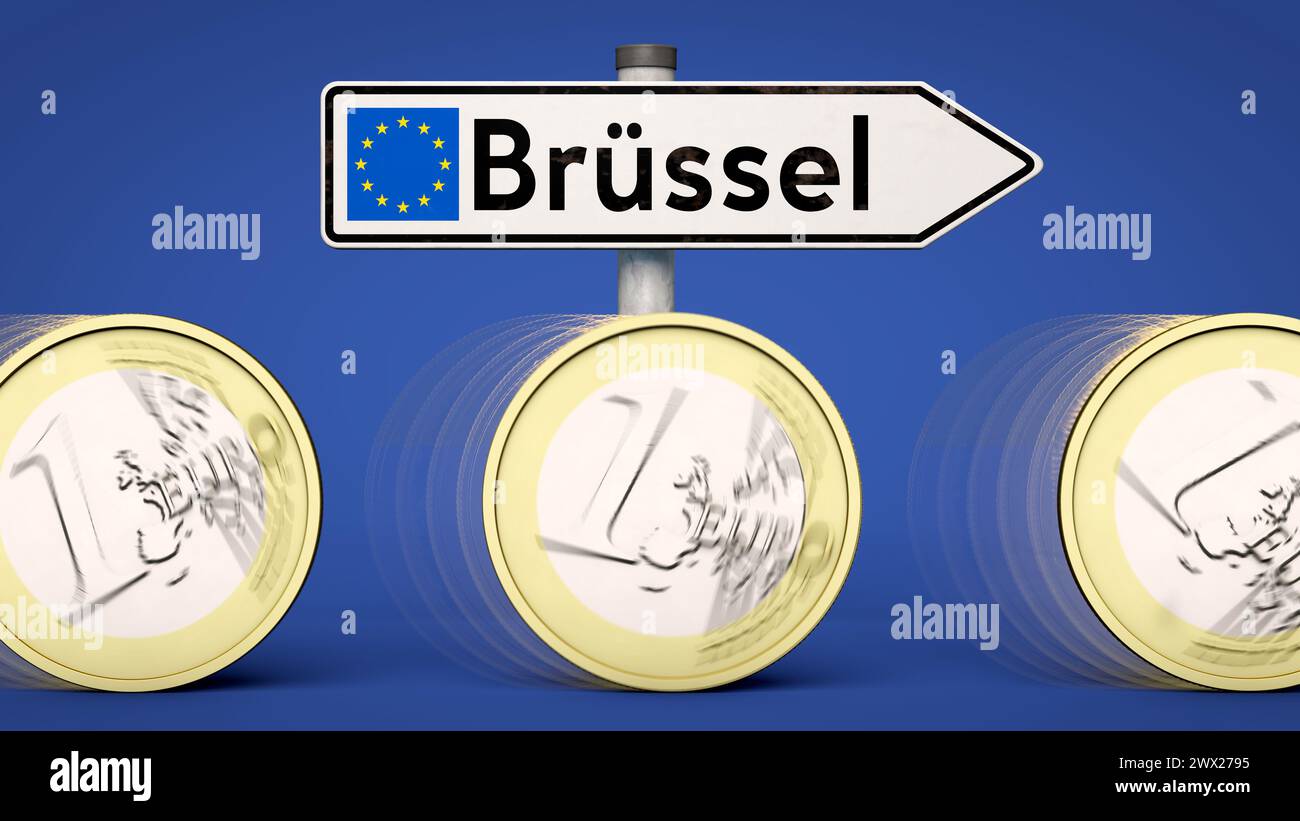 Money flows to the EU in Brussels Stock Photo