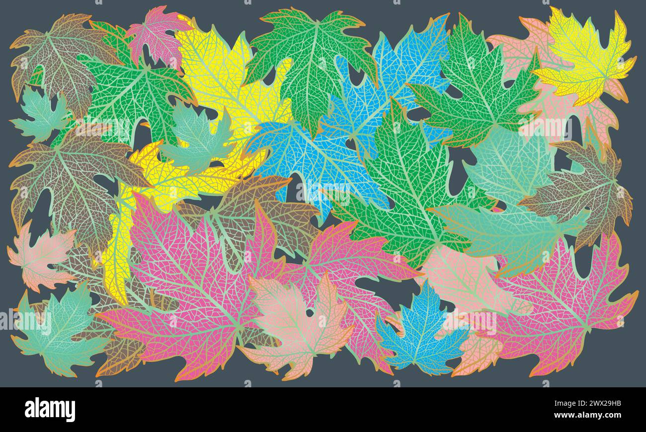 Grapes Leafs Color Full Design Stock Vector