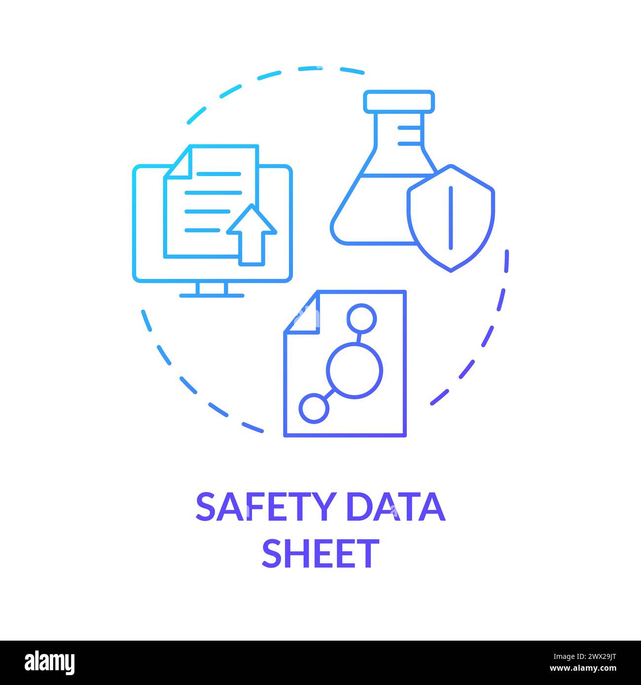 Safety data sheet blue gradient concept icon Stock Vector