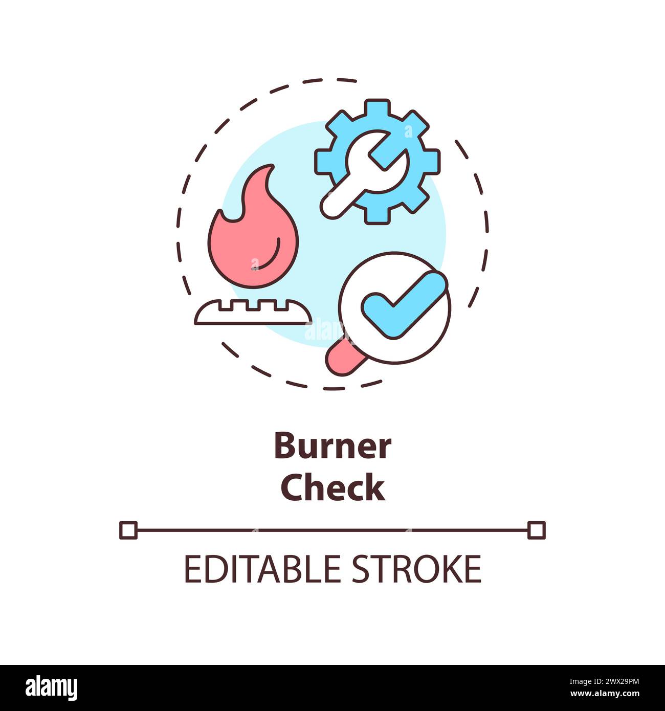 Burner check multi color concept icon Stock Vector