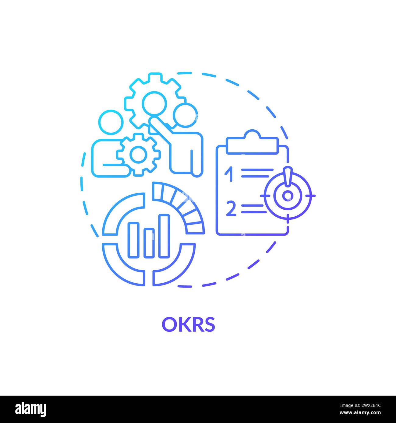 OKRs method blue gradient concept icon Stock Vector