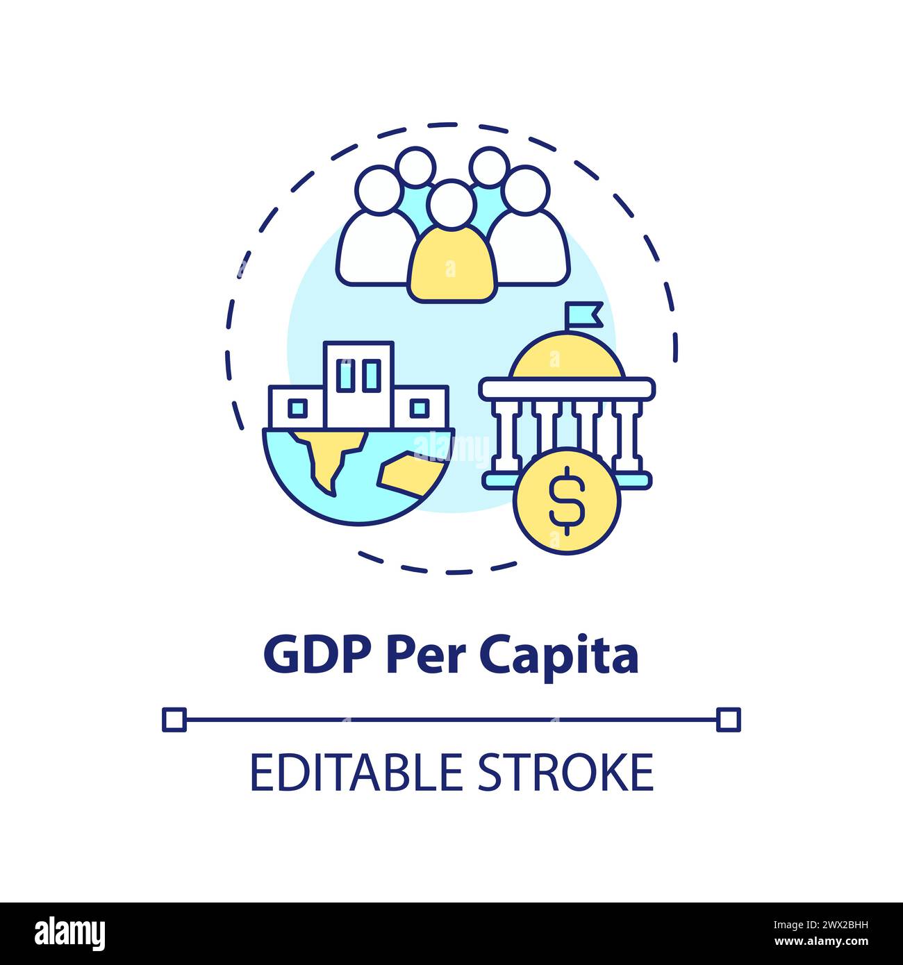 Gdp per capita multi color concept icon Stock Vector
