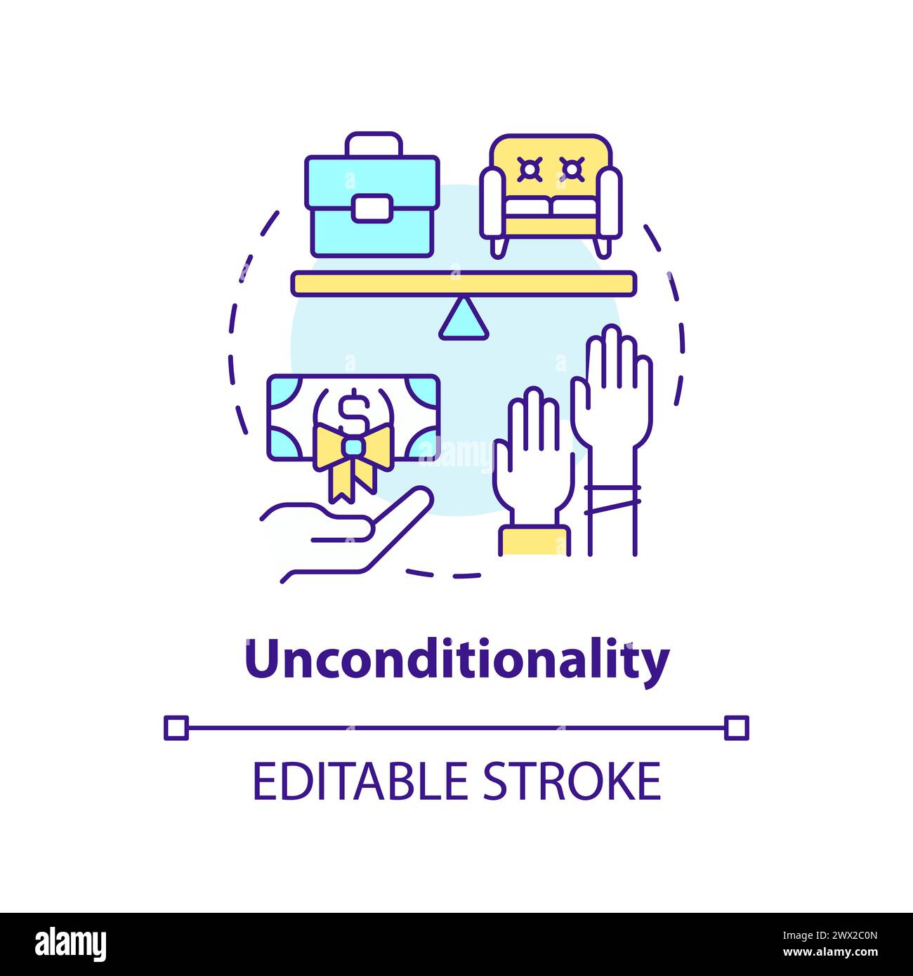 Unconditionality multi color concept icon Stock Vector