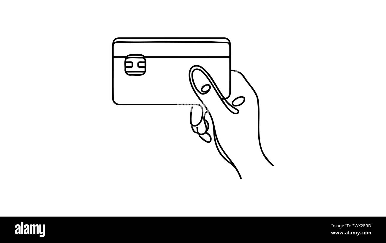 Hand holding credit card one continuous line vector illustration Stock ...