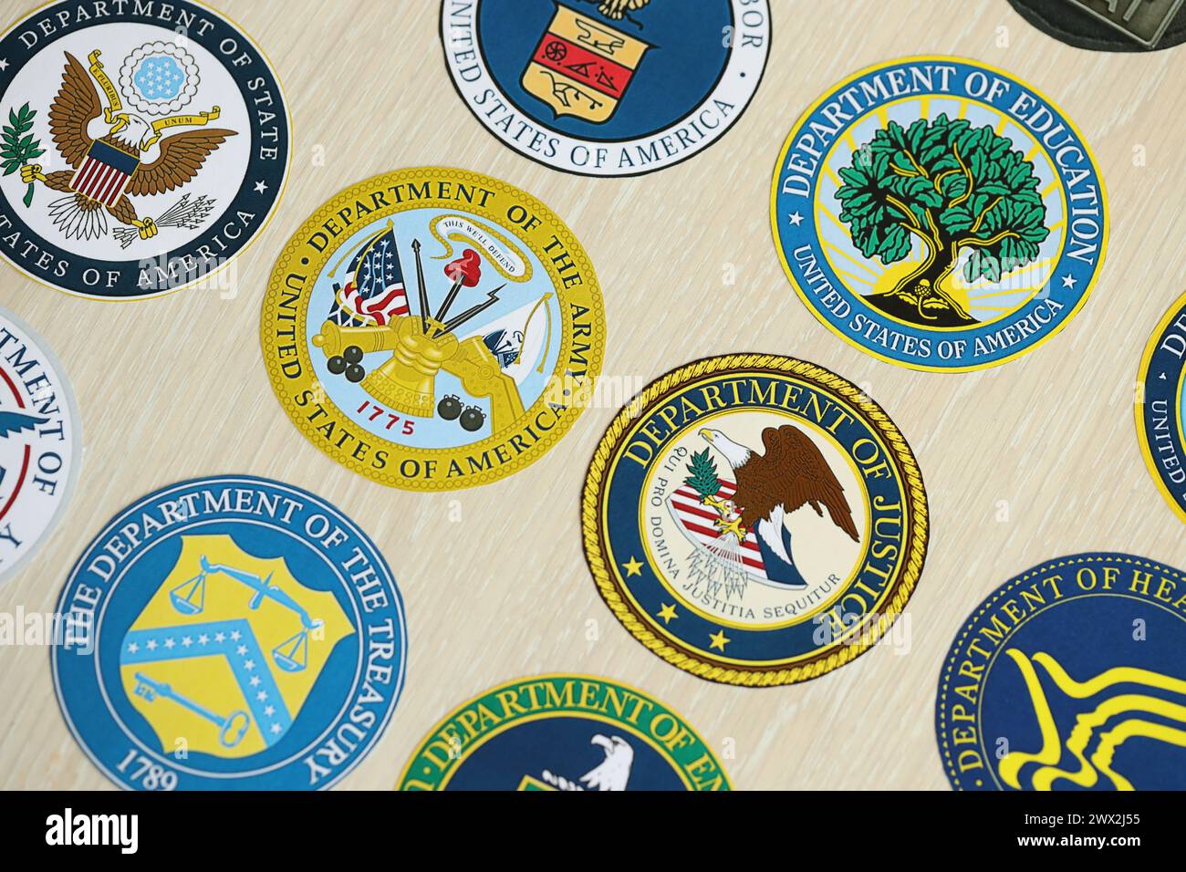 KYIV, UKRAINE - MARCH 9, 2024 Seals of United States of America ...