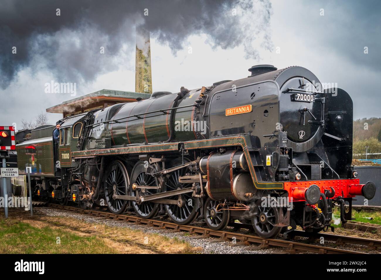 BR Standard Class 7 70000 Brittania steam locomotive seen on the East Lancashire railway. Rawtenstall Stock Photo
