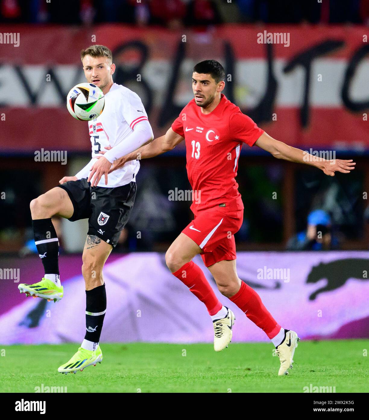 26.03.2024, Wien, AUT, Testspiel, Österreich vs Türkei, im Bild v.l. Stefan Posch (AUT), Cenk