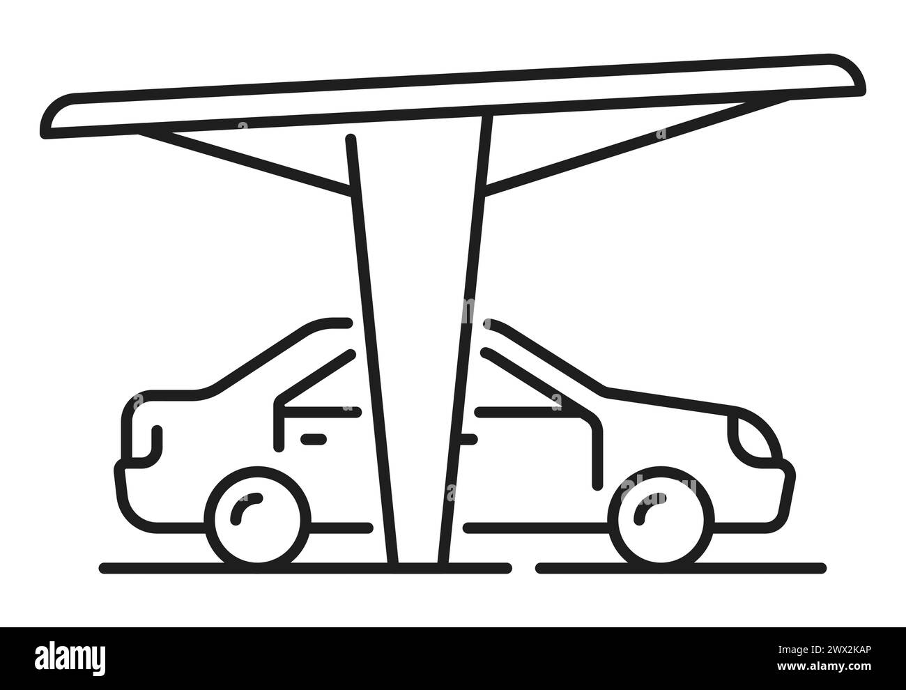 Car parking, garage thin line icon or sign. Automobile public parking